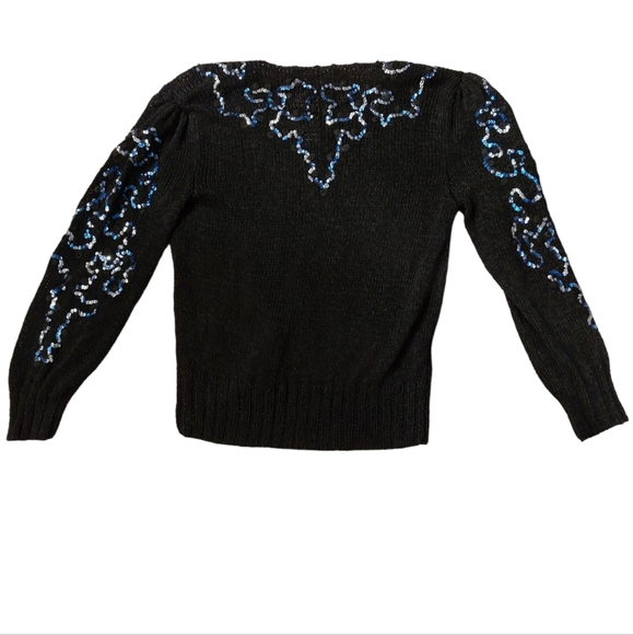 Vintage 80s sequin detail knit sweater - Picture 2 of 2